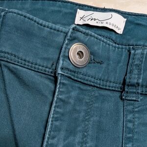 Kim Rogers Teal Cotton-Blend Pants